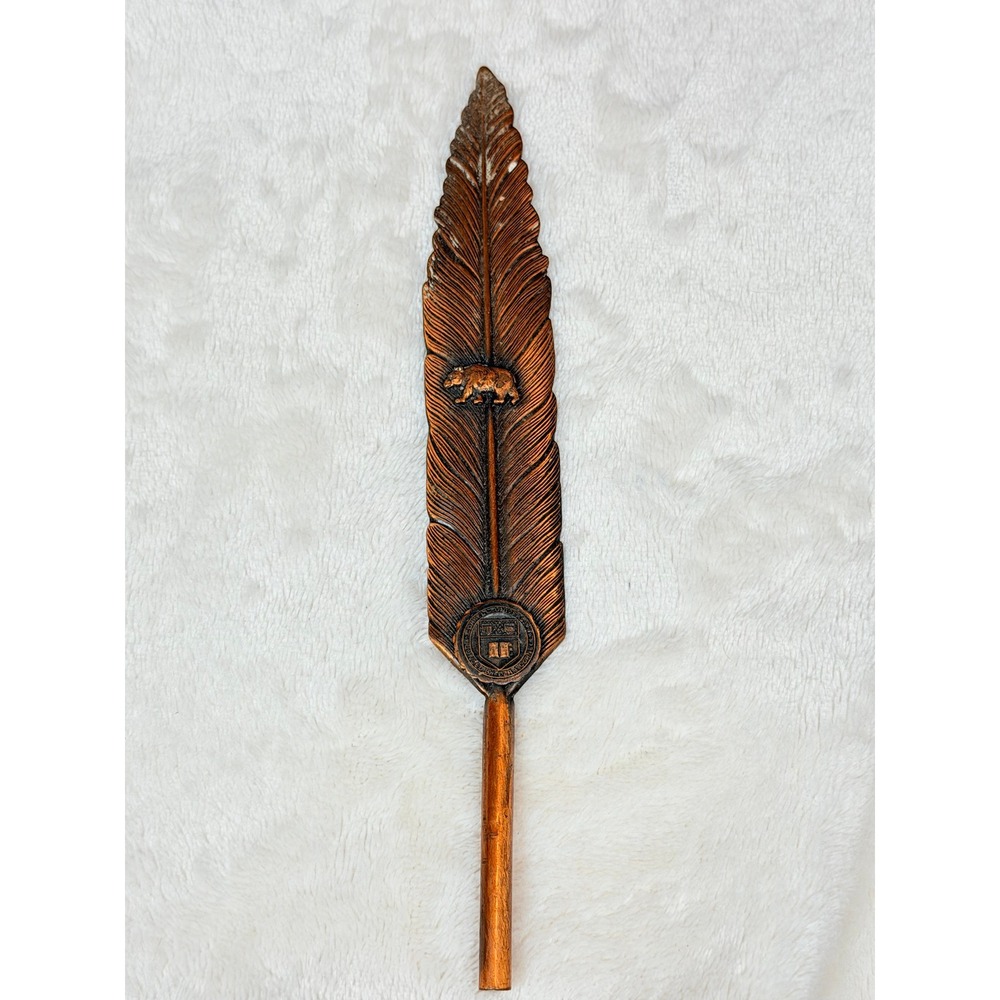 Cornell University Vintage Copper Feather Pen Holder Letter Opener Bear Logo